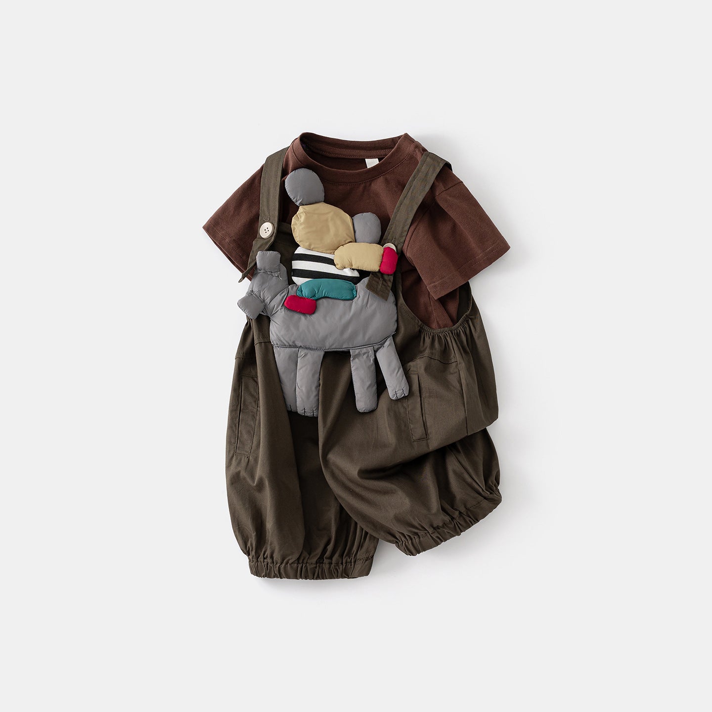 Children's Summer T-shirt Short-sleeved Suspender Pants Short Children's Suit