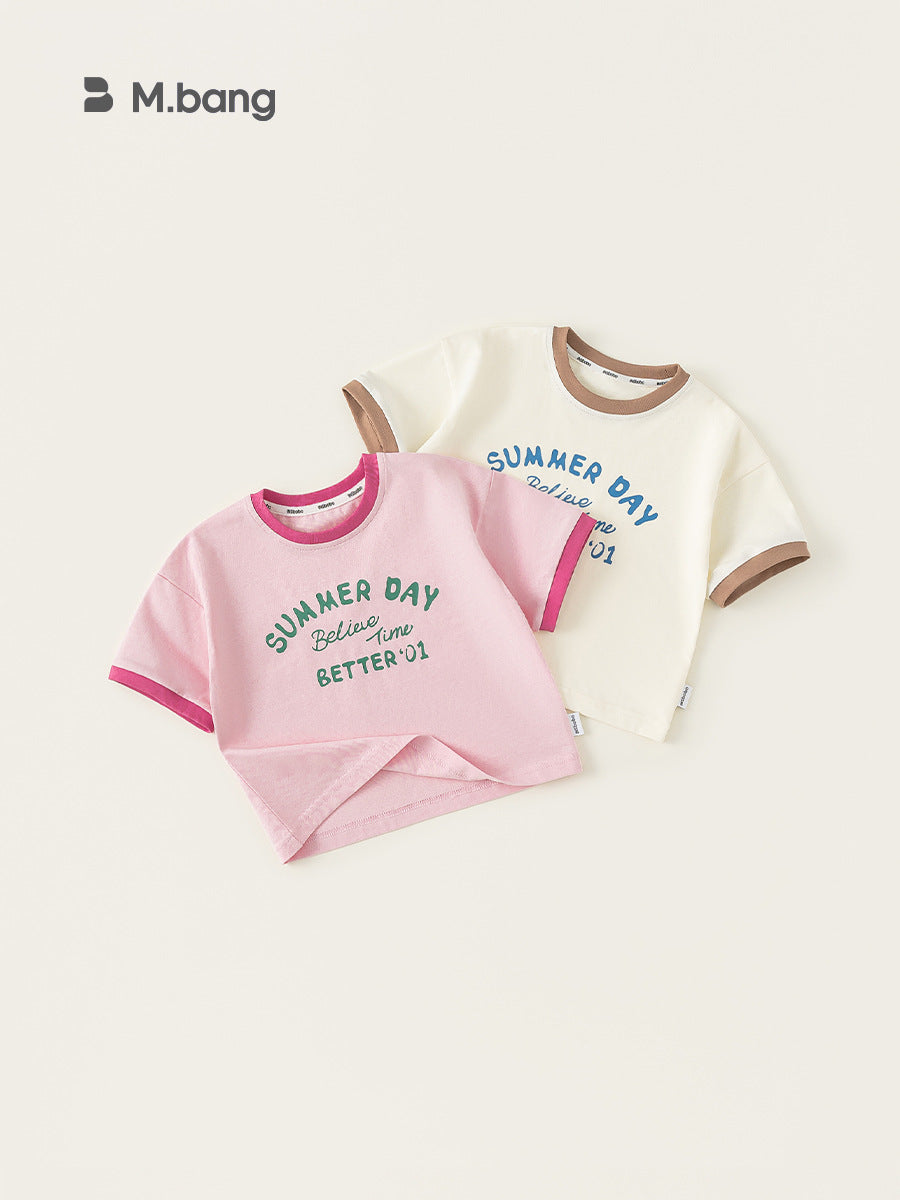 Children's Clothing Short-sleeved Summer Casual Loose Contrast Children's T-shirt