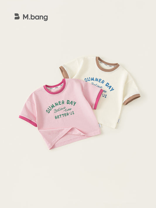 Children's Clothing Short-sleeved Summer Casual Loose Contrast Children's T-shirt