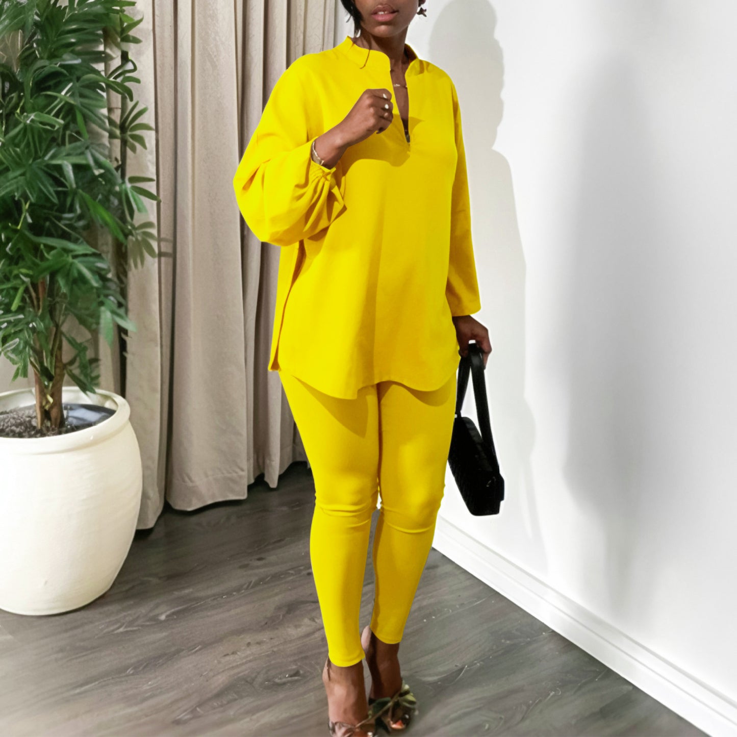Women's Style Solid Color Long Sleeve African Fashion Casual Suit