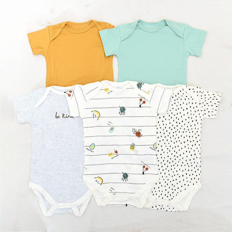 Class Jumpsuit Pure Cotton Summer Short-sleeved Clothes Born Thin Jumpsuit, Climbing Suit