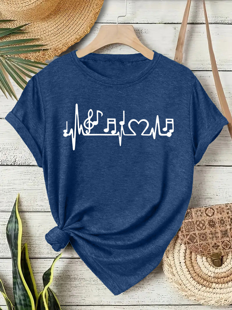Women's Cute Printed Short-sleeved Note Fashion Women's T-shirt