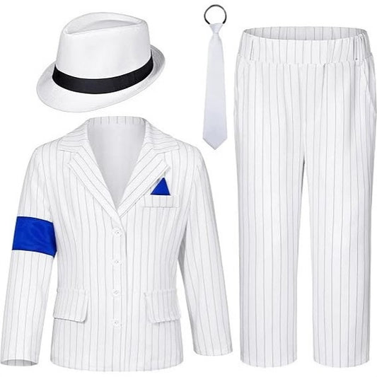 Costume Jackson Show White Stripes Dustproof Children's Suit