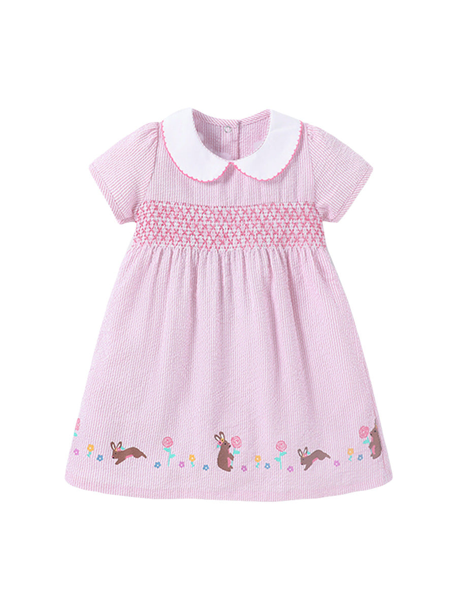 Children's Skirt Summer Woven Short Sleeve Skirts Children's Dress