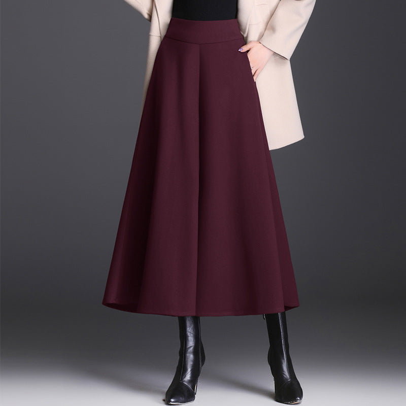 Women's Woolen High Waist Cropped Large Loose Wide Leg Casual Pants