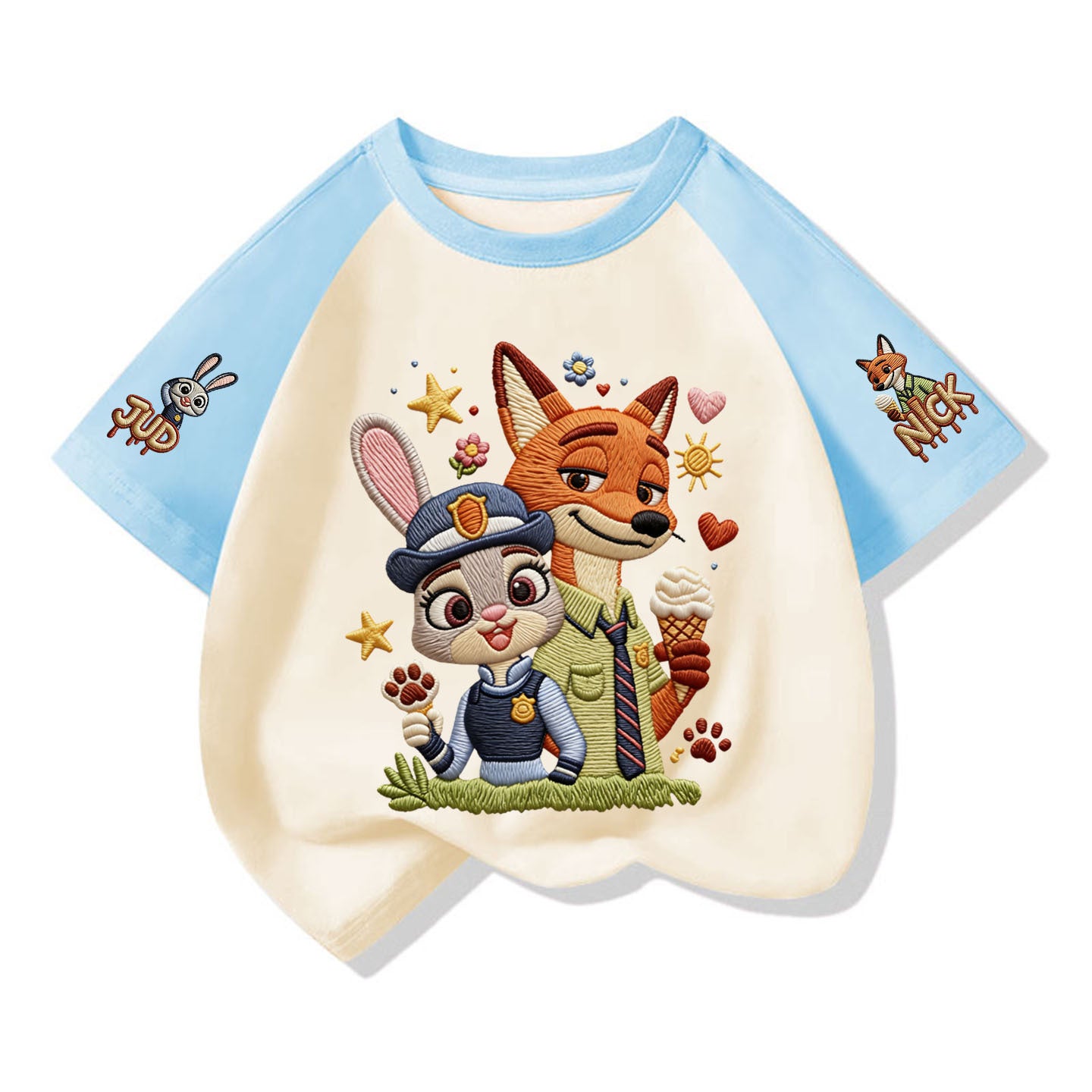 Joint Name Cotton Short Sleeve Imitation Embroidered Printed Children's T-shirt
