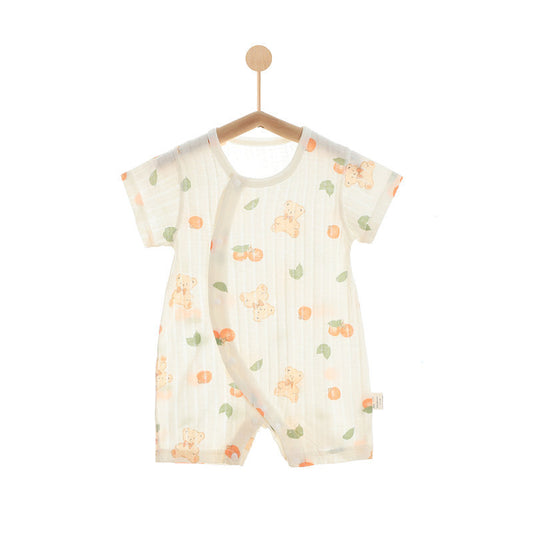 Women's & Men's Short Sleeve Rompers Summer Thin Class Pure Cotton Born Clothes Jumpsuit, Climbing Suit