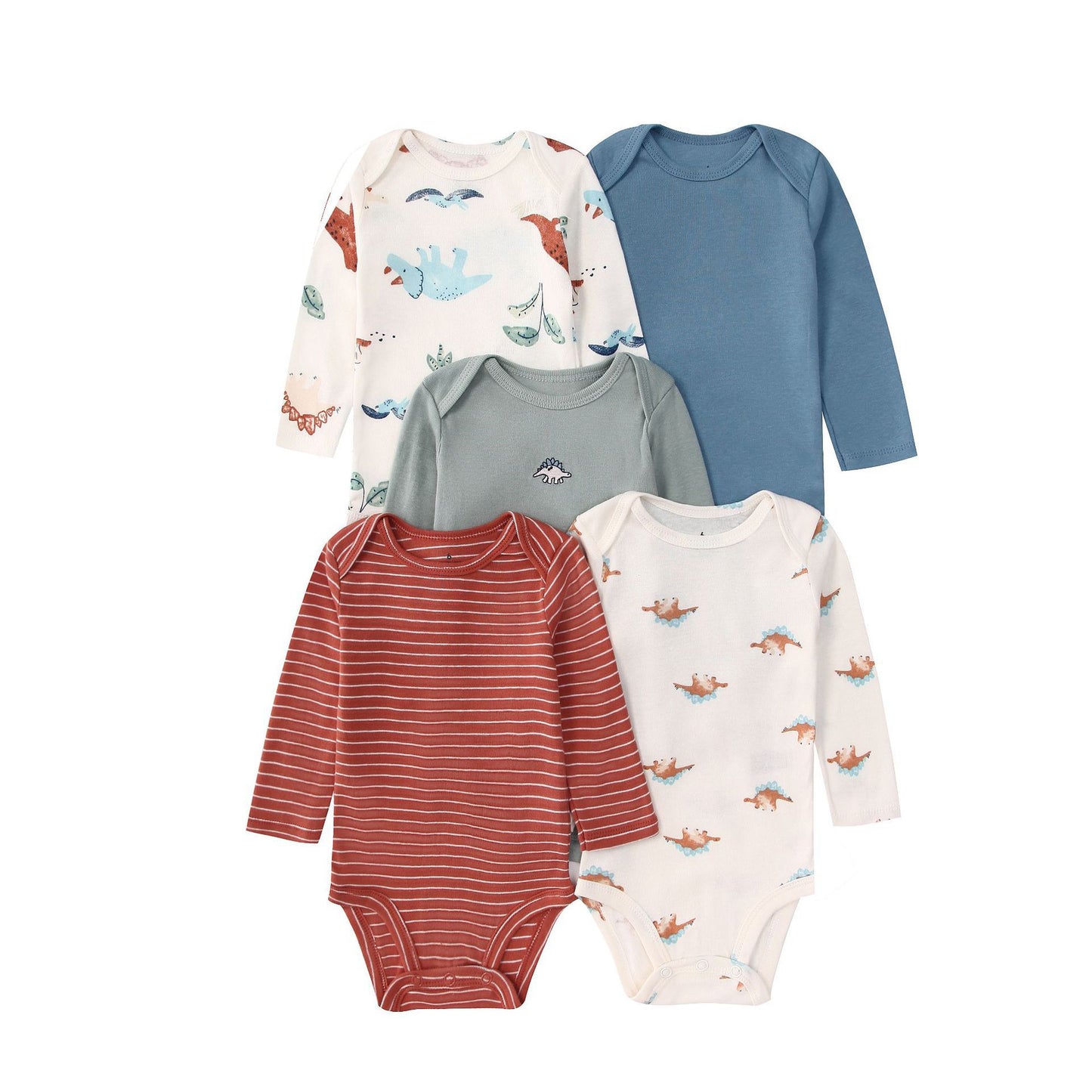 Children's Clothing Long-sleeved Triangle Romper Five Pieces Jumpsuit, Climbing Suit