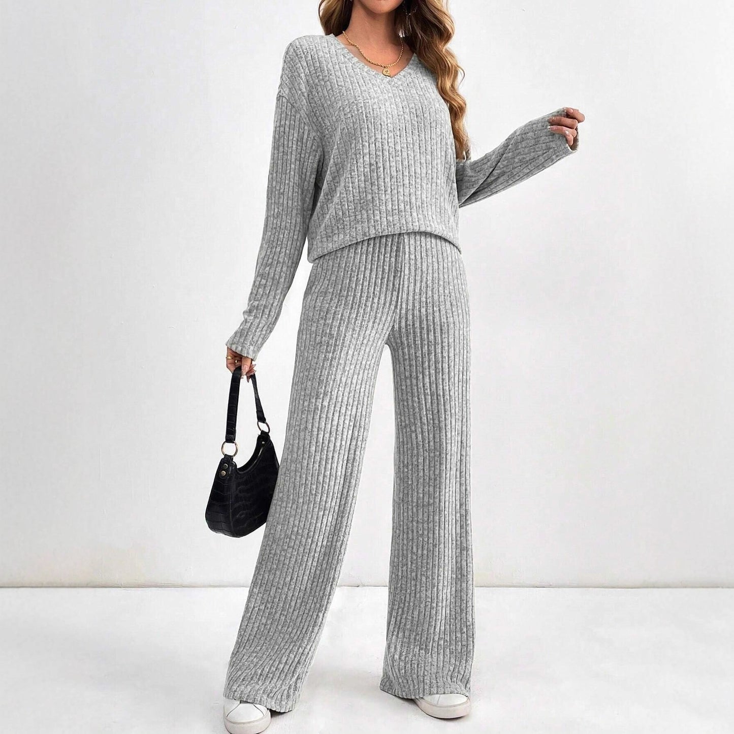 Two-piece Straight Loose Temperament Sunken Stripe Fashion Casual Suit