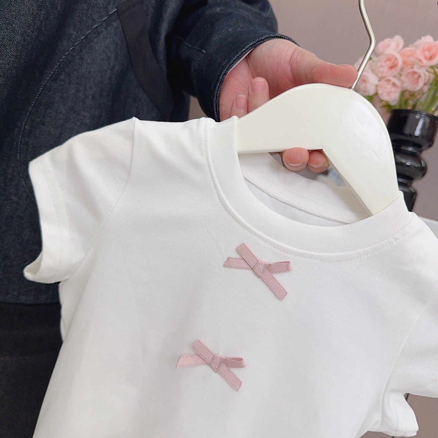 Summer Western Style Cute Hollow Short Sleeve Top Children's T-shirt