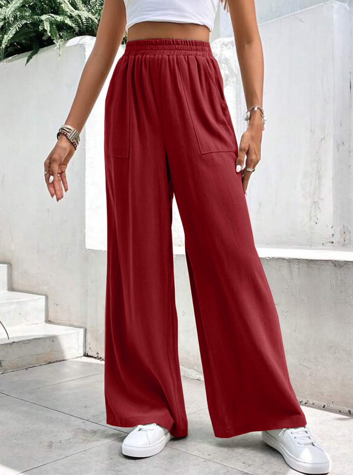 Women's Loose Sports Solid Color Pocket Casual Pants