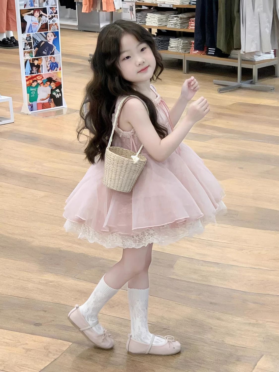 Children's Sling Lolita Dresses Summer Princess Mesh Pettiskirt One Year Children's Dress