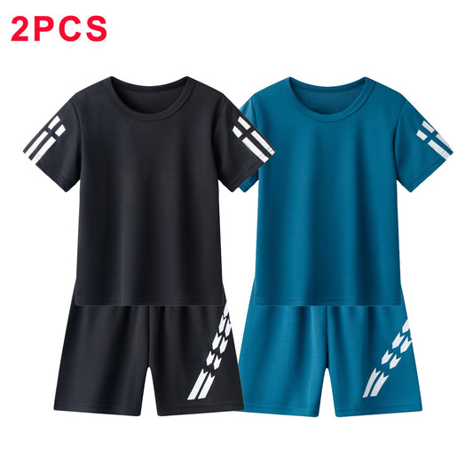 Short-sleeved T-shirt Set Medium Small Boys Leisure Loose Children's Suit