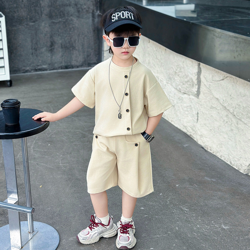Children's Short-sleeved Summer Clothes Handsome Two-piece Fashion Children's Suit