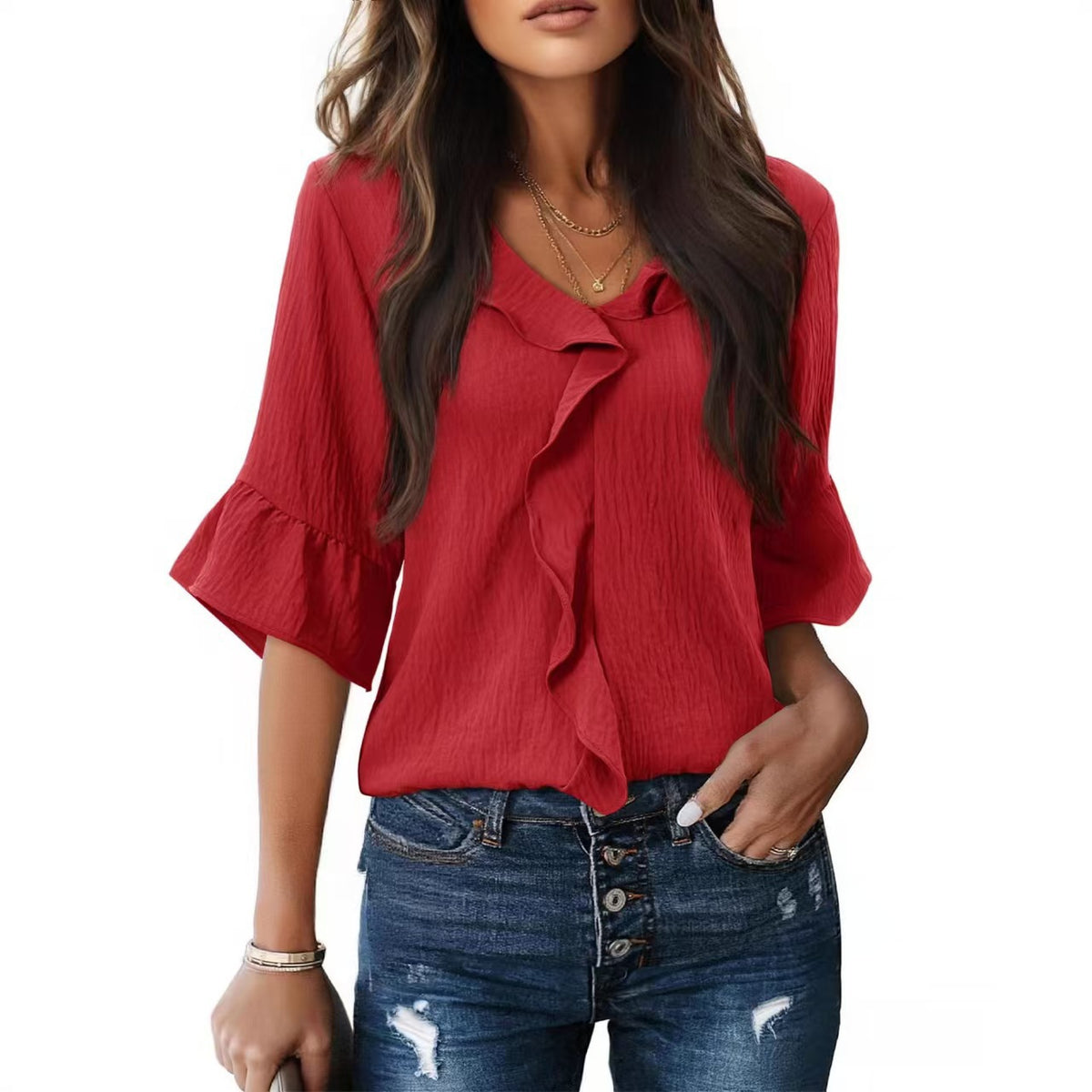 Classy Glamorous Beautiful Fashionable Ruffled Loose Tops