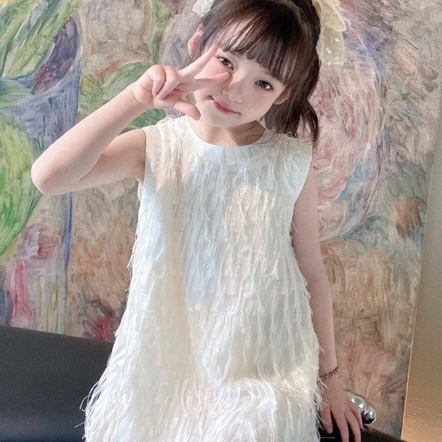 Children's Princess Super Fairy Tassel Bow Skirt Children's Dress
