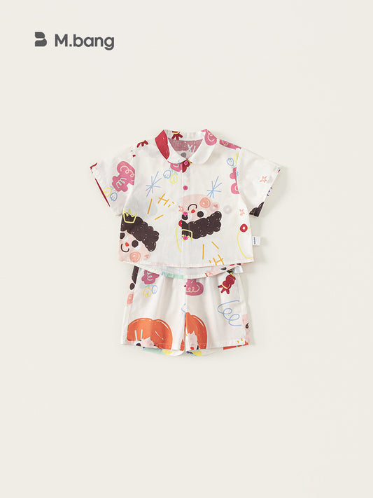 Summer Clothing Personalized Printed Short-sleeved Lapel Shirt Thin Shorts Children's Suit