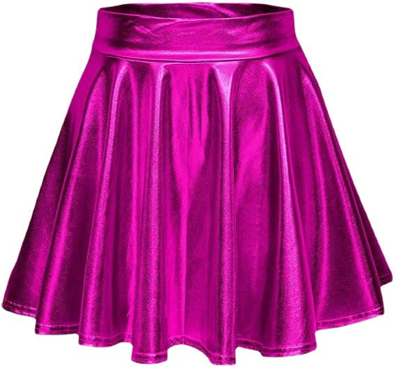 Sexy Performance Stage Leather Glossy Pleated A- Skirt