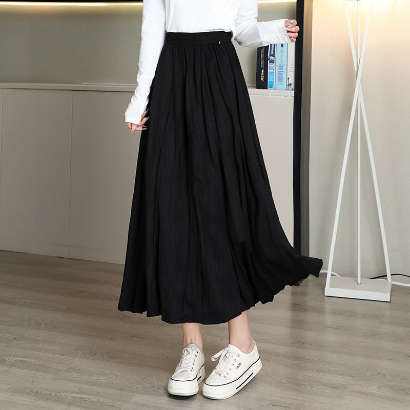 Women's Veet Draping Pleated Slimming Mid-length Expansion High Skirts