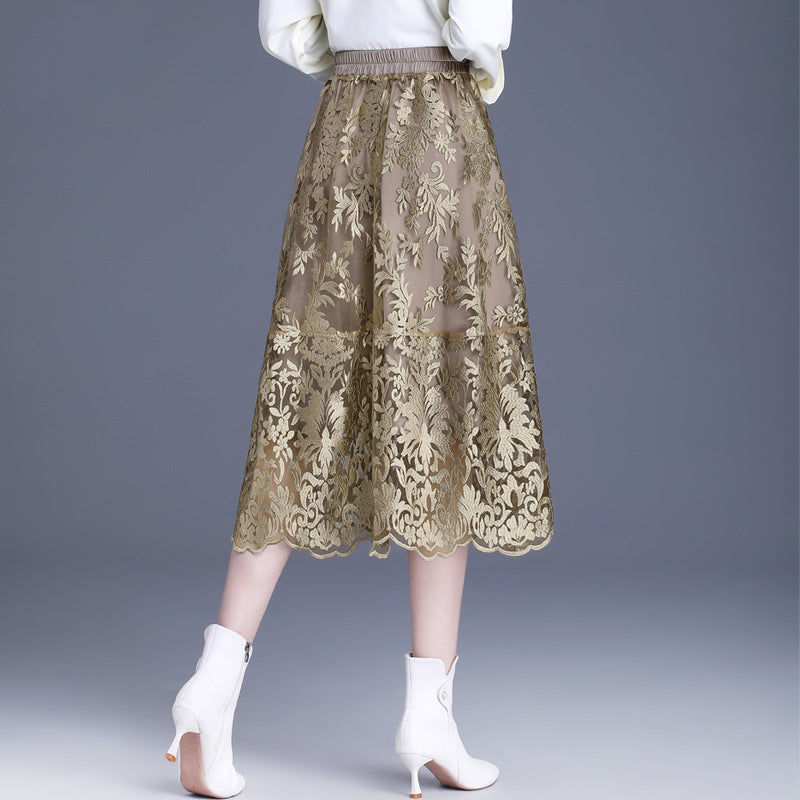 Women's Autumn Elastic Waistband Slimming Fashionable Versatile Skirt