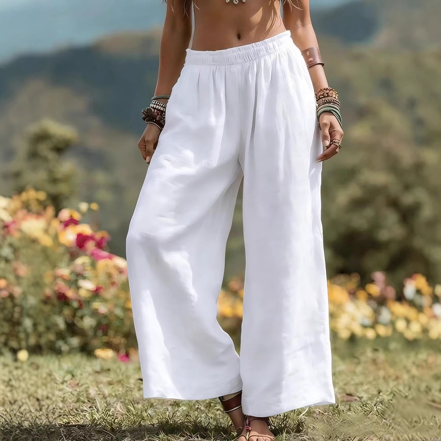 Beautiful Women's Solid Color Loose Trousers Casual Pants