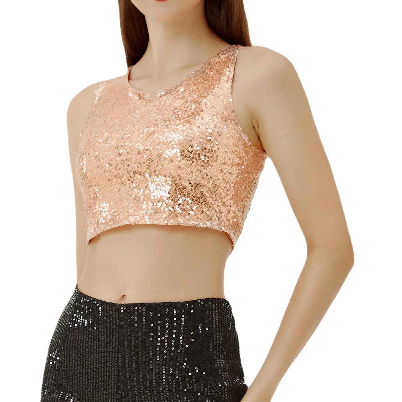 Fashion Casual Sequin Sequined Zipper Tank Vests