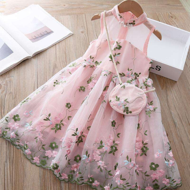 Children's Clothing Summer Flower Embroidery Fashionable Long Children's Dress
