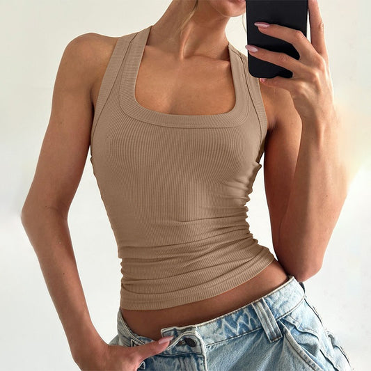 Women's Summer Fashion Hot Collar Solid Color Vests
