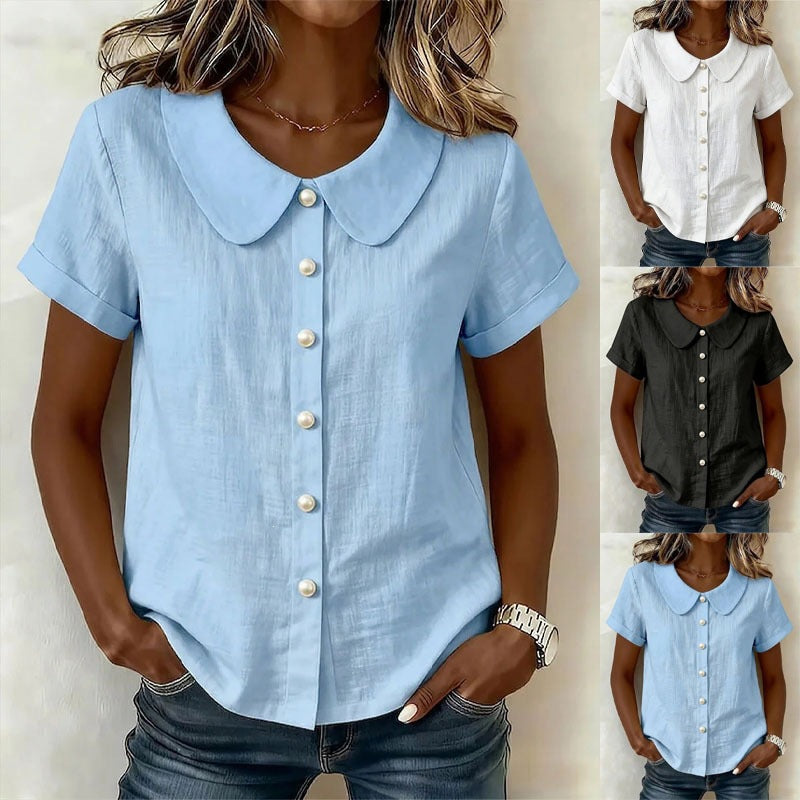 Women's Summer Solid Color Sleeve Casual Loose Blouse