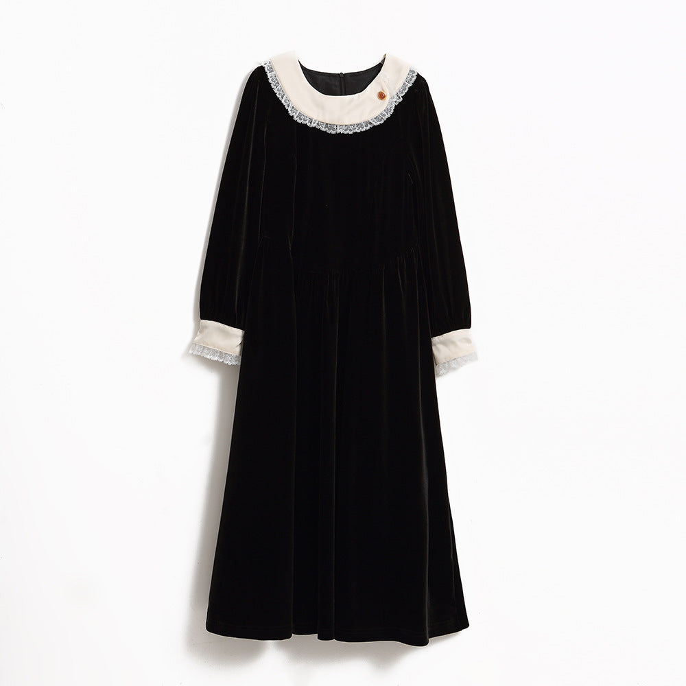 Lace Collar Veet Over Skirt Loose Casual Children's Dress