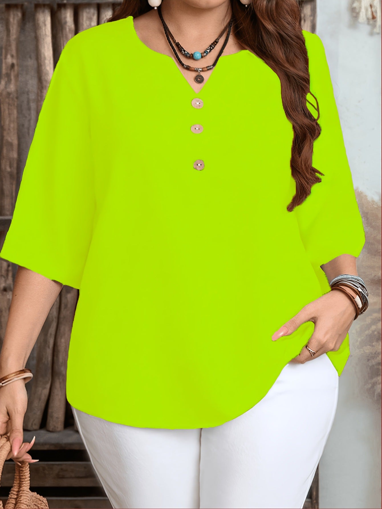 Women's Casual Printed Fastener Decoration Loose Sleeves Large Size T-shirt