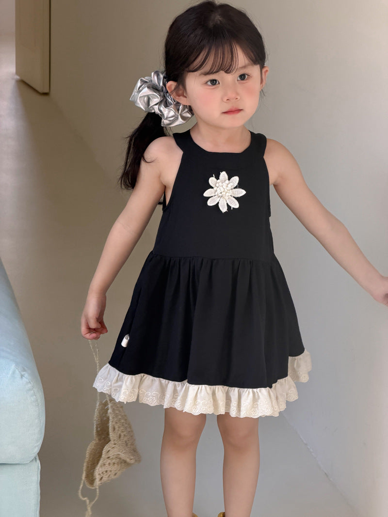 Wheat Field Korean Style Halter Flower French Sweet Children's Dress