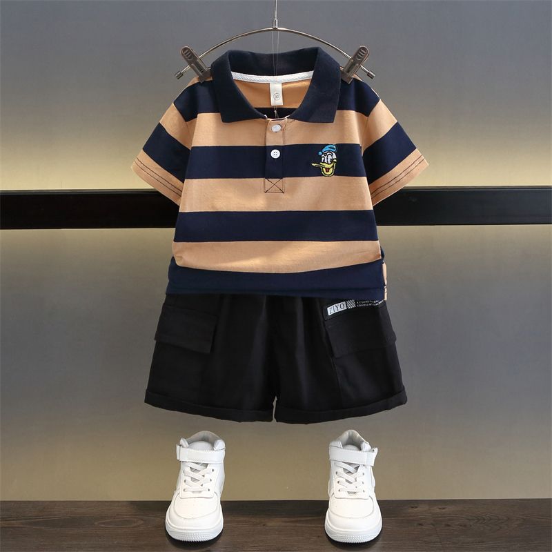 Embroidered Duck Striped Simple Fashion Comfortable Children's Suit