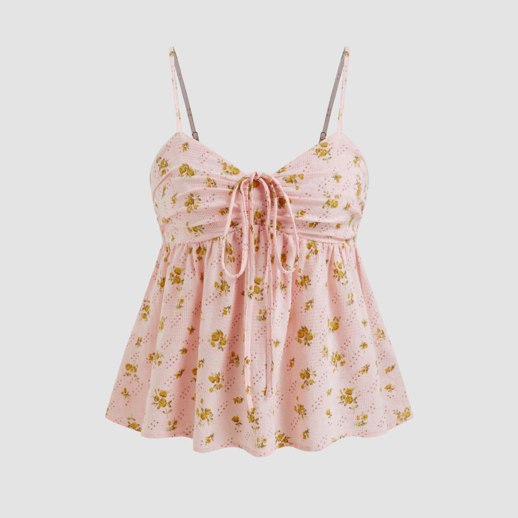 Summer Fresh Floral Width Sweet Sling Tops