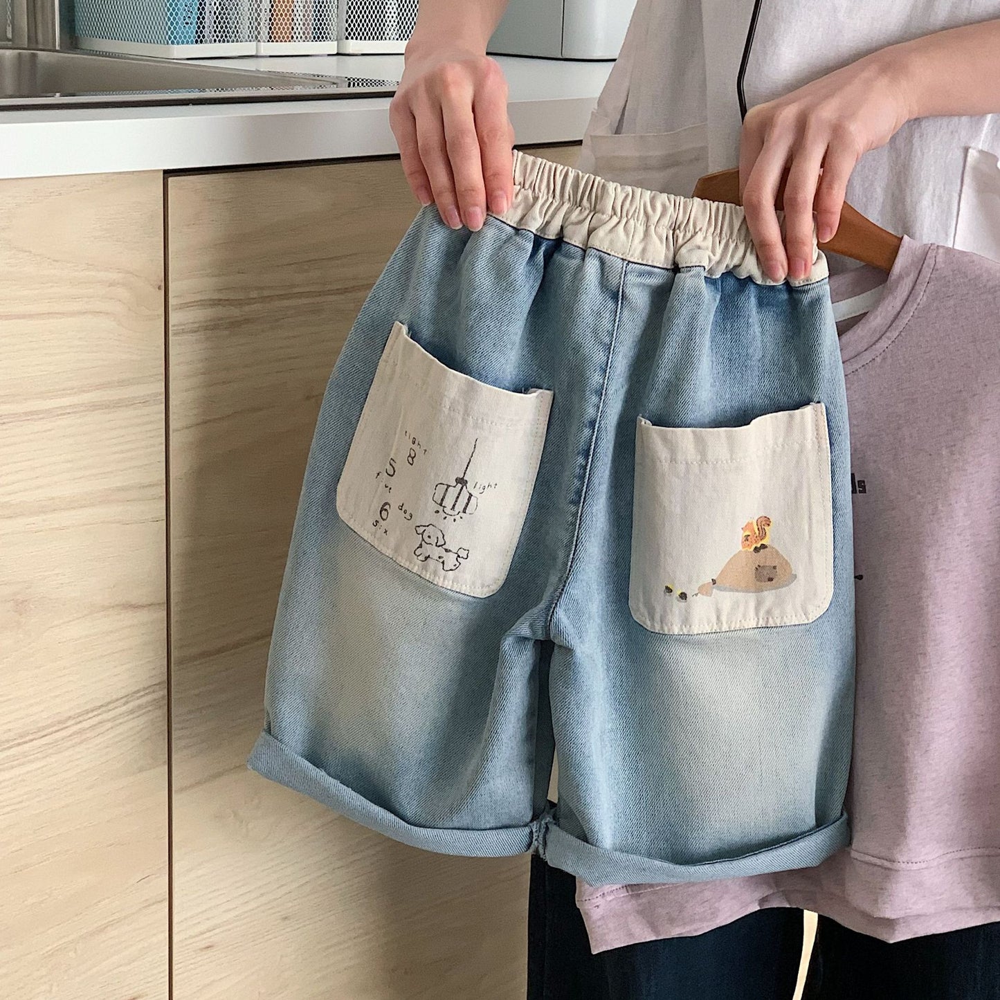 Children's Denim Summer Boys Solid Color Loose Children's Pants