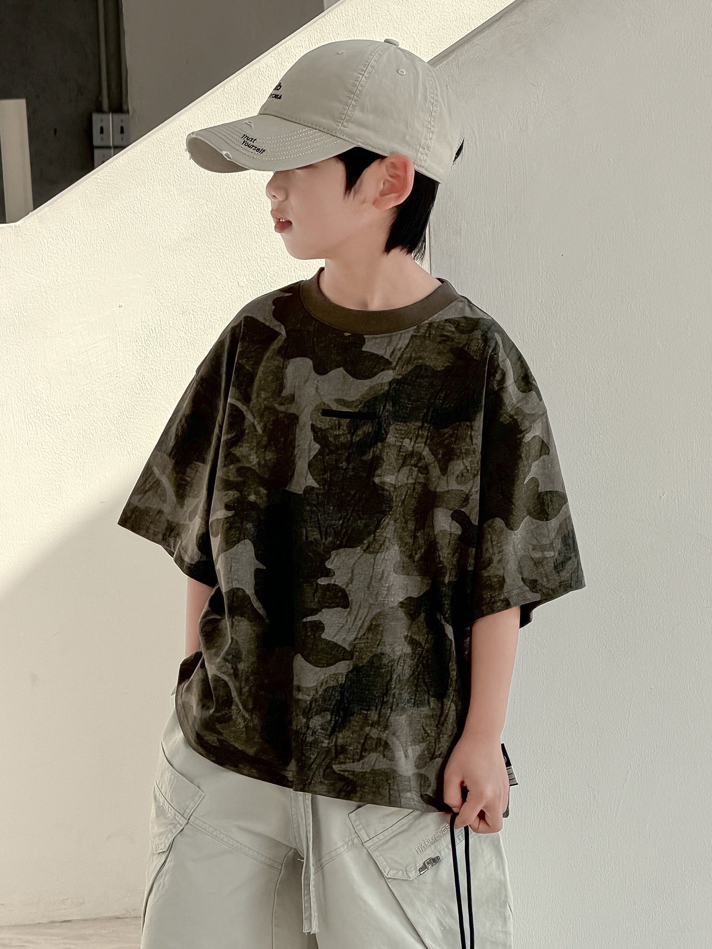 Children's Summer Camouflage Short Sleeve Medium Large Half Boy Top Children's T-shirt