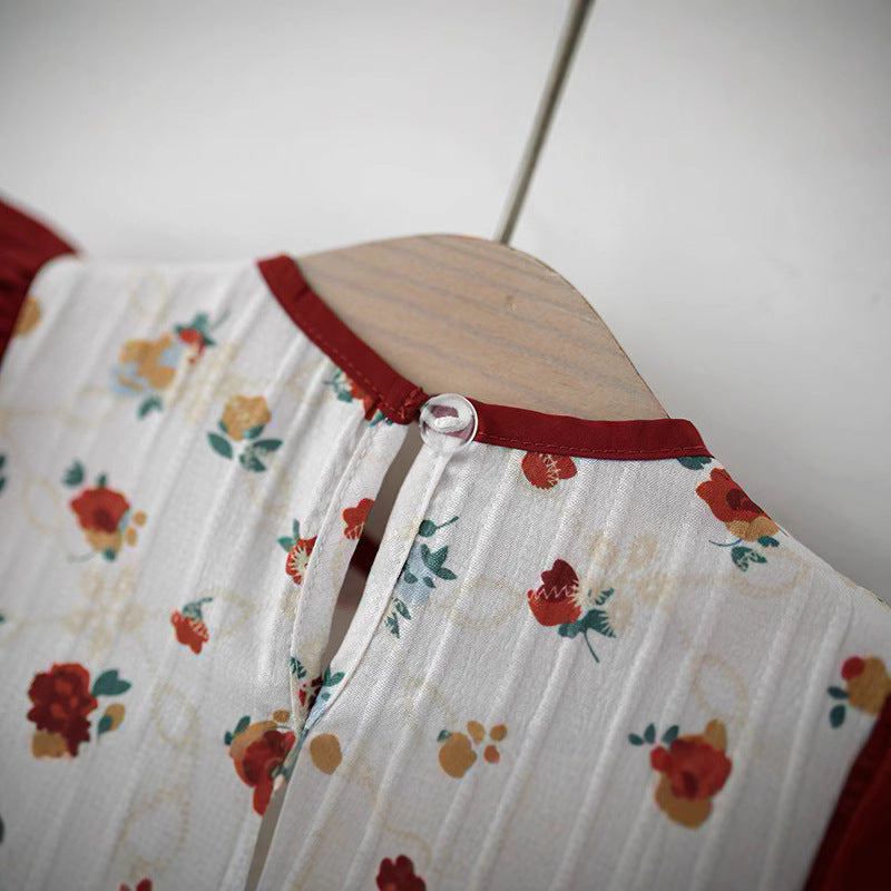Children's Summer Flounced Sleeve Fake Two Cute Children's Dress