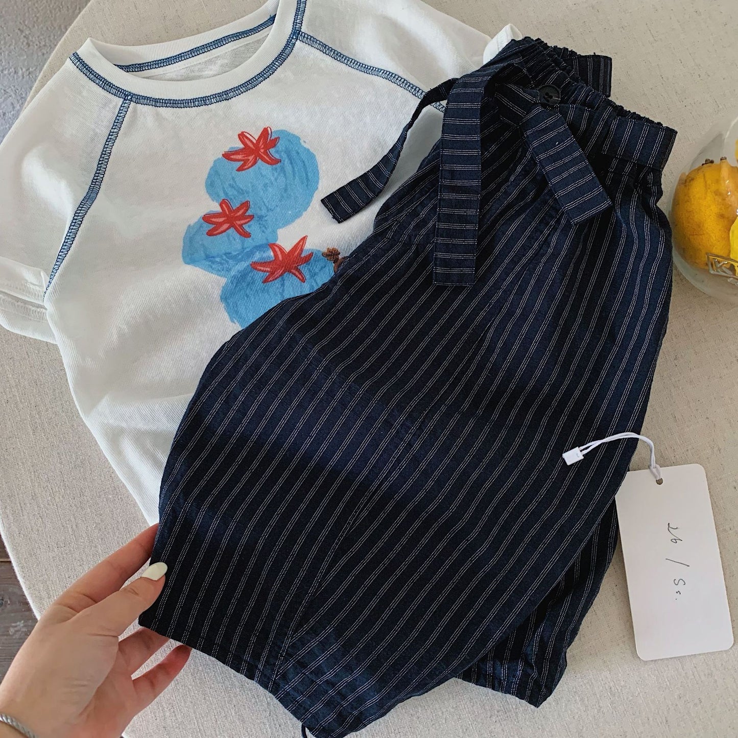 Children's Boy Summer Retro Vertical Stripe Casual Loose Children's Pants