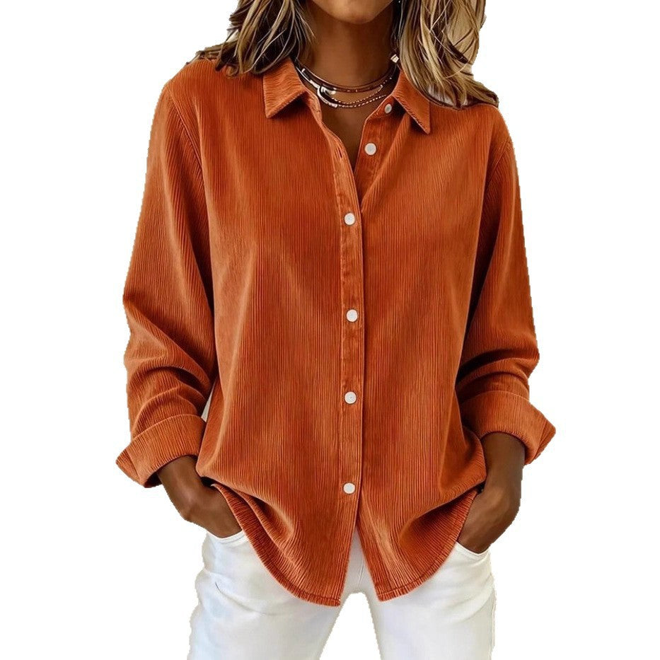 Classic New Women's Corduroy Casual Shirt Blouse