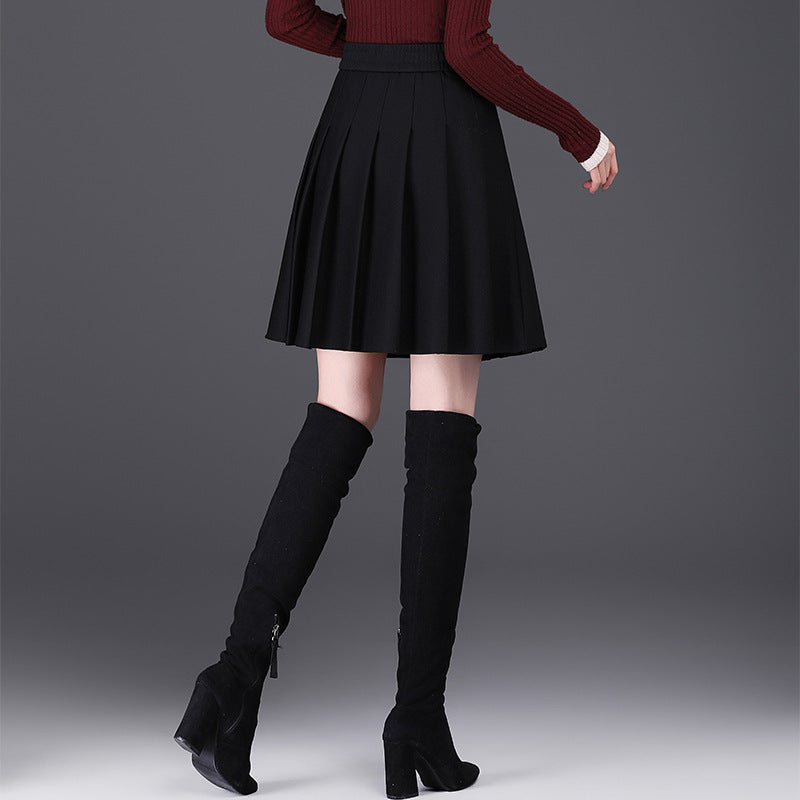 High Waist A- Line Pleated Slimming Small Skirt