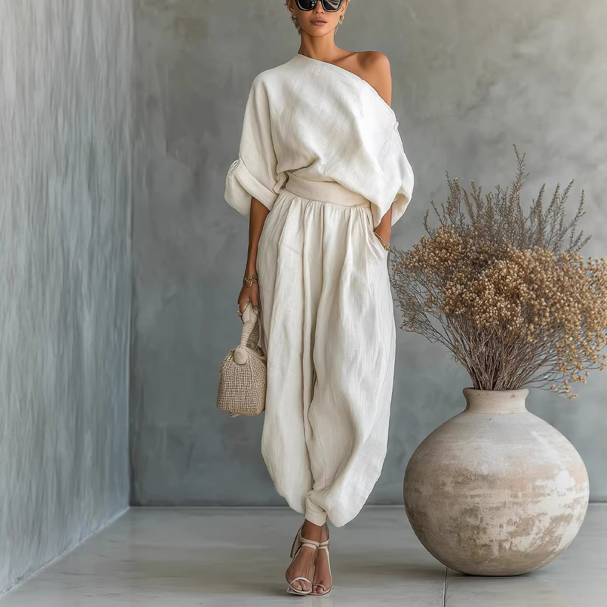 Spring Solid Color Elegant Pocket Versatile Loose Fashion Casual Suit