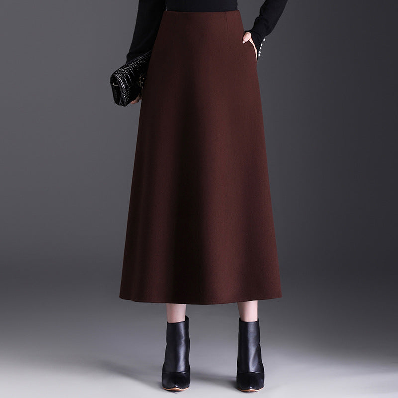 Winter A- Line Temperament Long Dress Cover Slim Umbrella Skirts