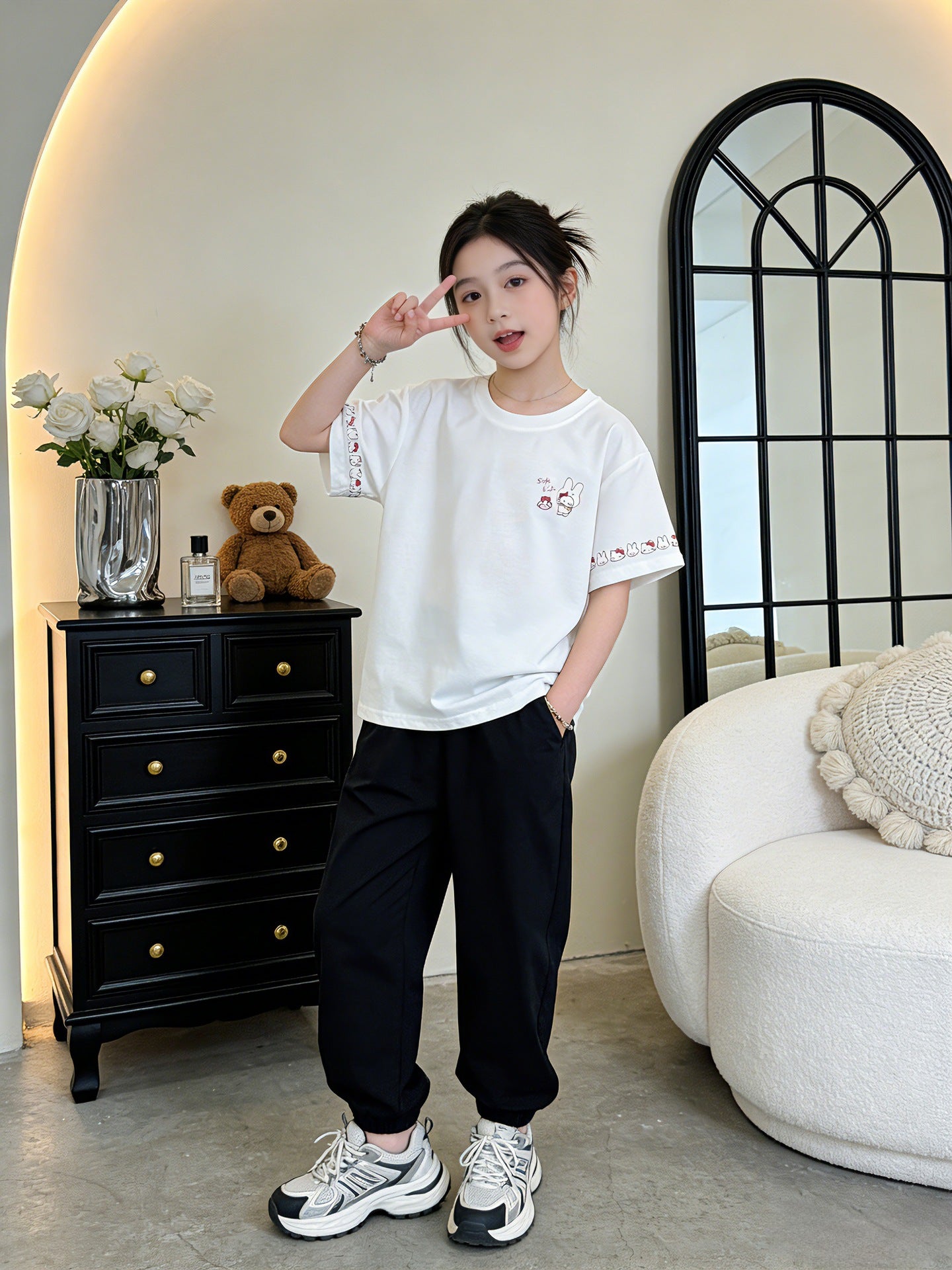 Yellow Duck Summer Short Sleeve Middle Big Cartoon Round Neck Children's T-shirt