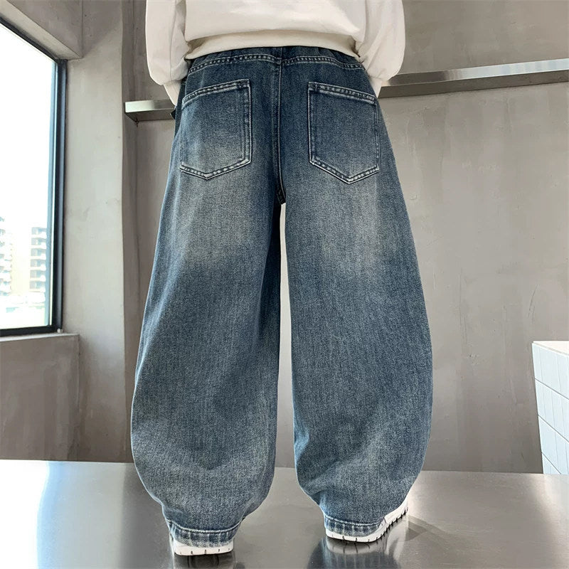 Children's Jeans Fashionable Spring Trousers Big Boys Straight Children's Pants
