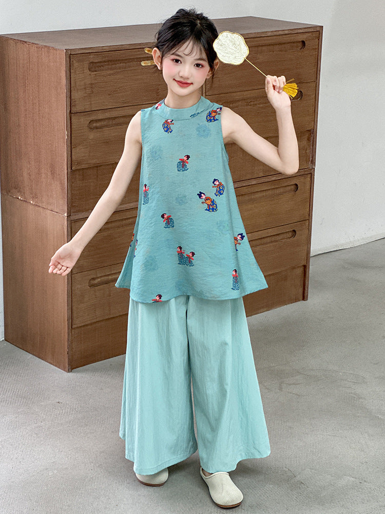 Children's Chinese Older Ancient Style Han Clothing Summer Culottes Children's Suit