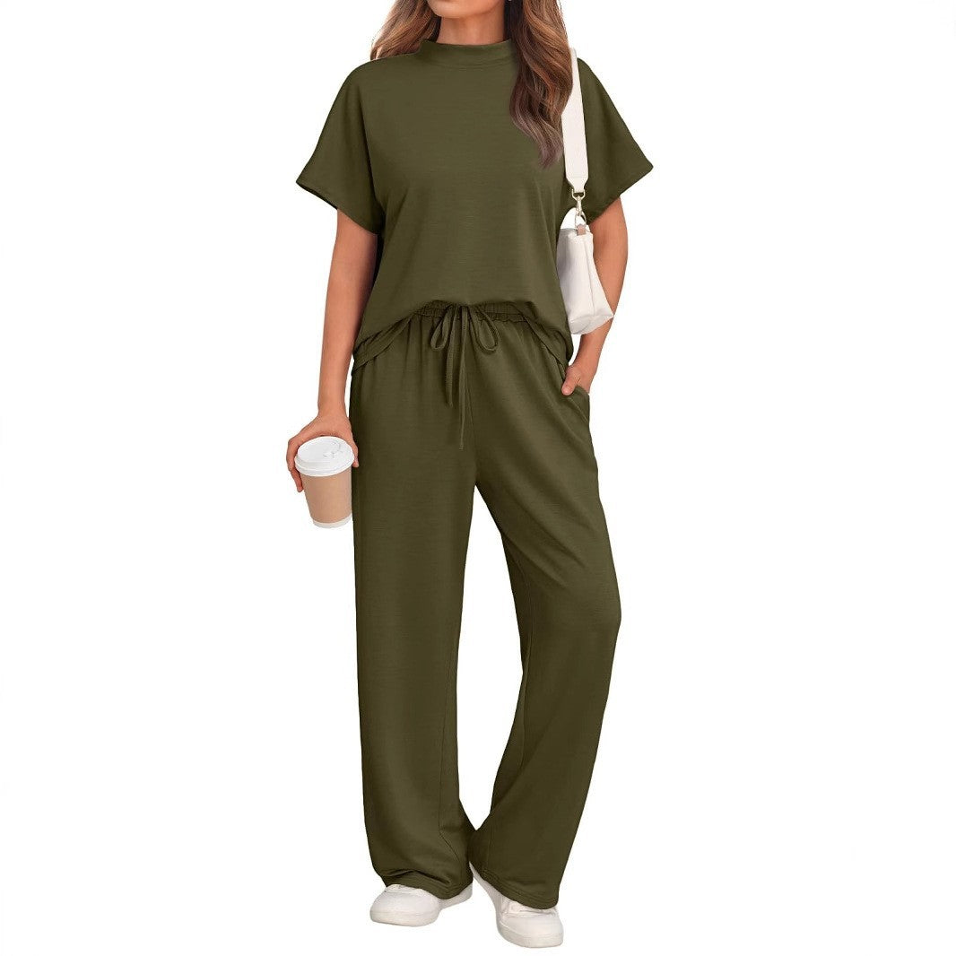 High Collar Loose Long Sleeve Waist Fashion Casual Suit