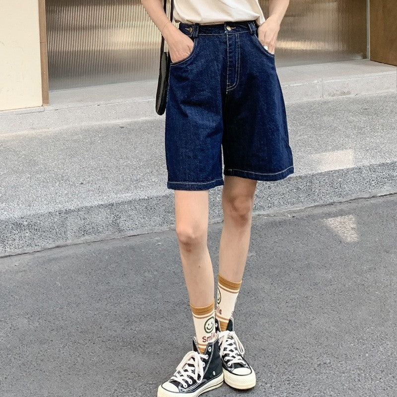 Dark Blue Retro Denim Shorts Clothes For The Whole Family Parent-child Outfit