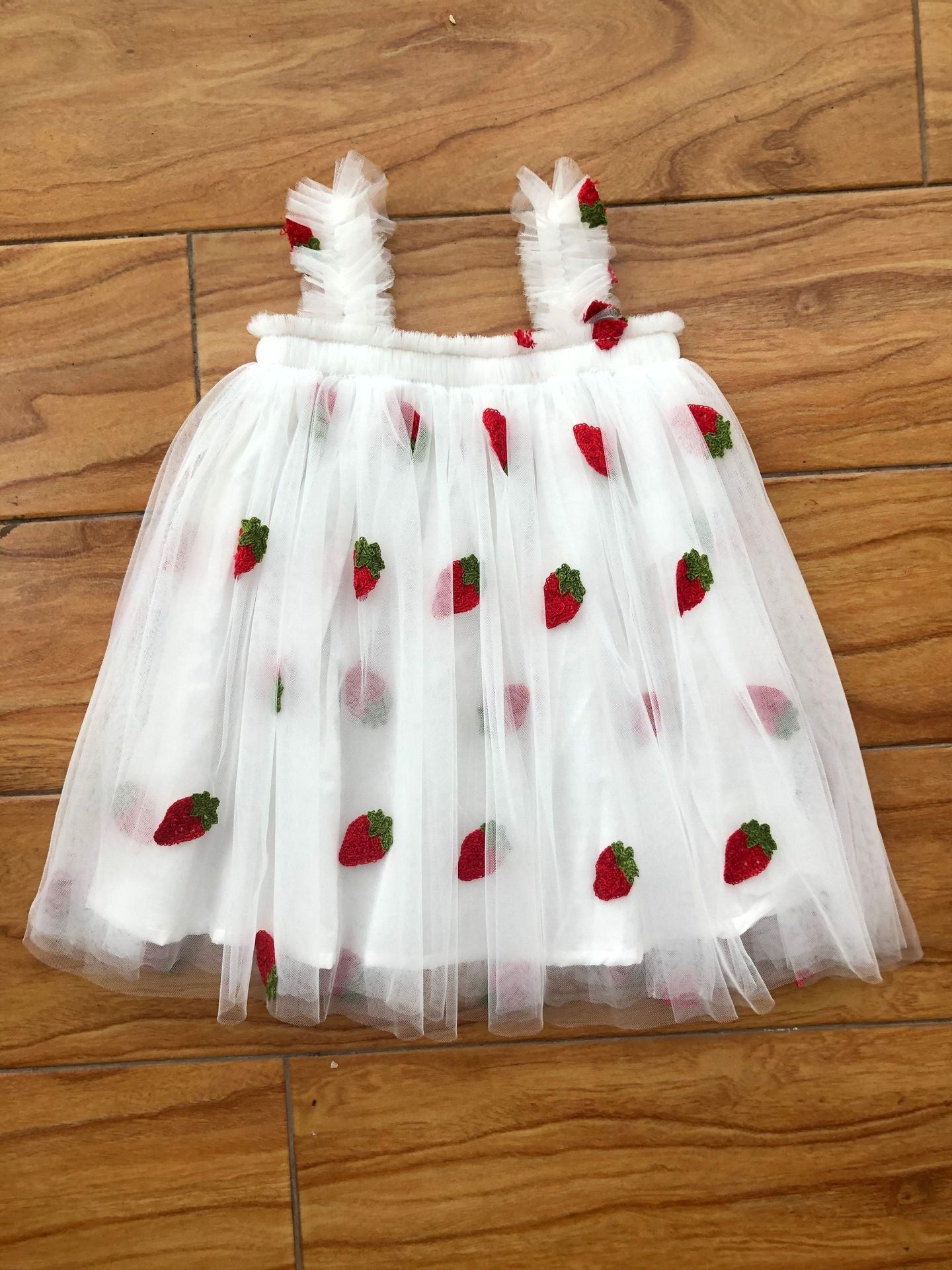 Embroidered Mesh Suspender Skirt Tube Top Fluffy Children's Dress