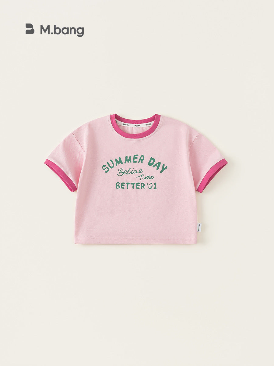 Children's Clothing Short-sleeved Summer Casual Loose Contrast Children's T-shirt