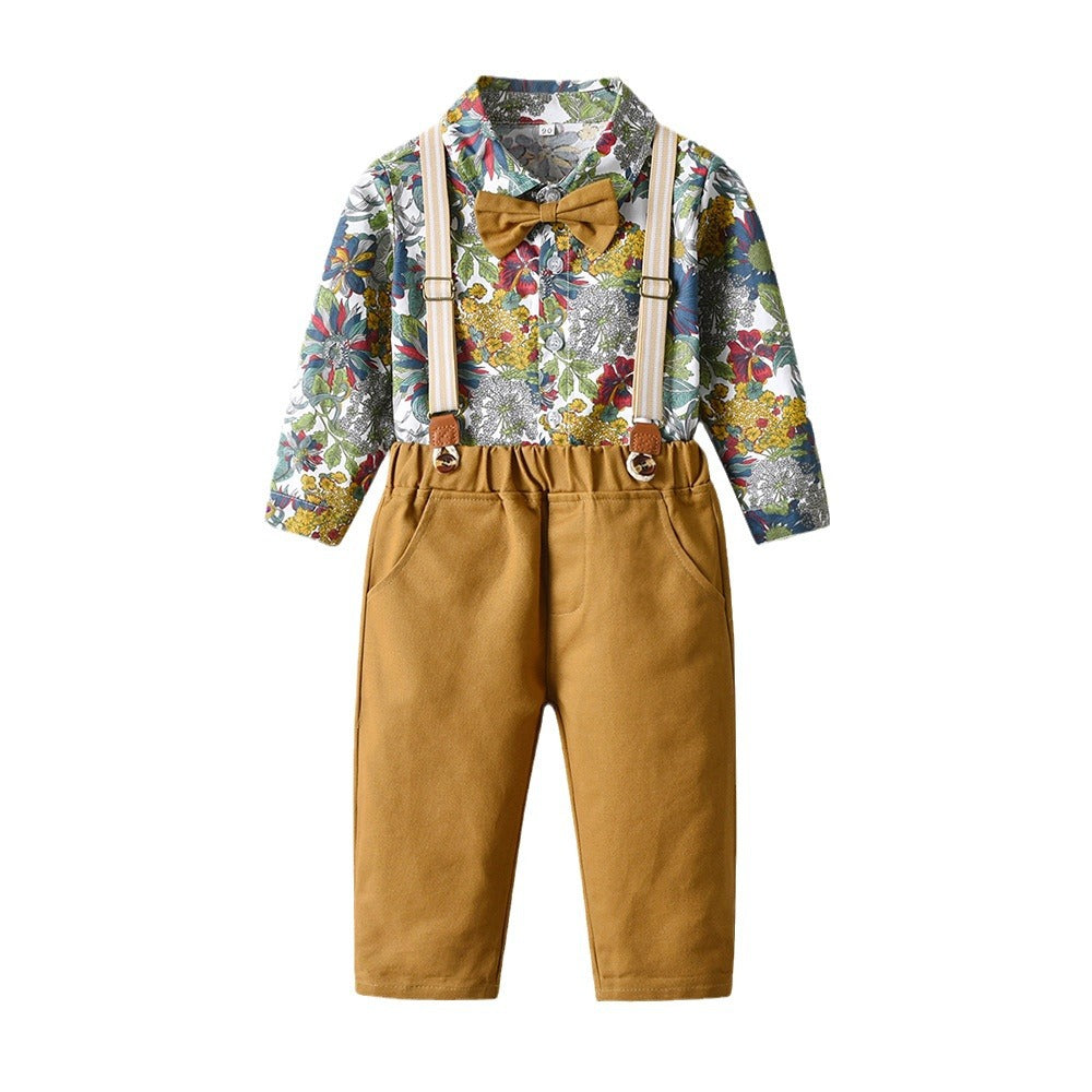 Children's Clothing Boy's Beach Wind Flower Shirt Outfit Children's Suit